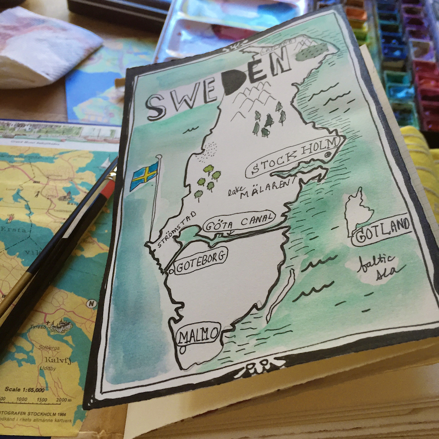 illustrated map of sweden