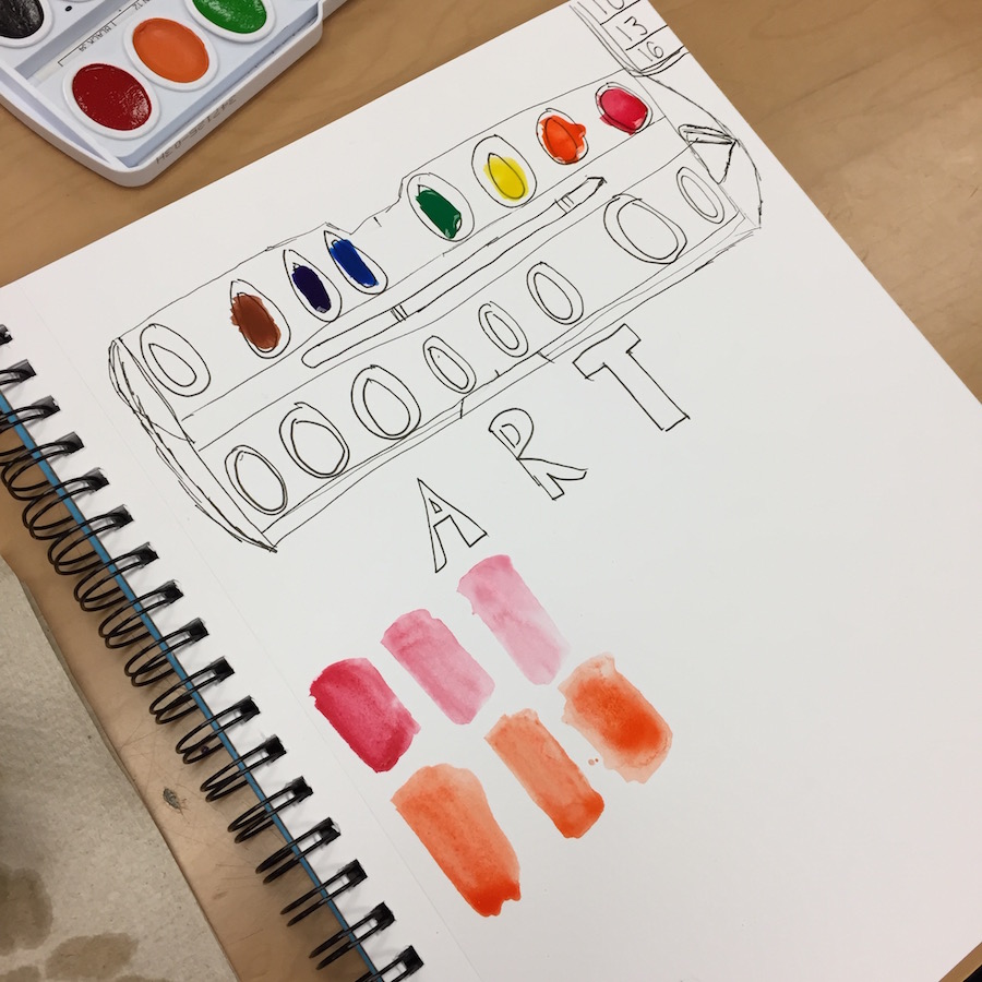 first day drawing & painting in our sketchbooks